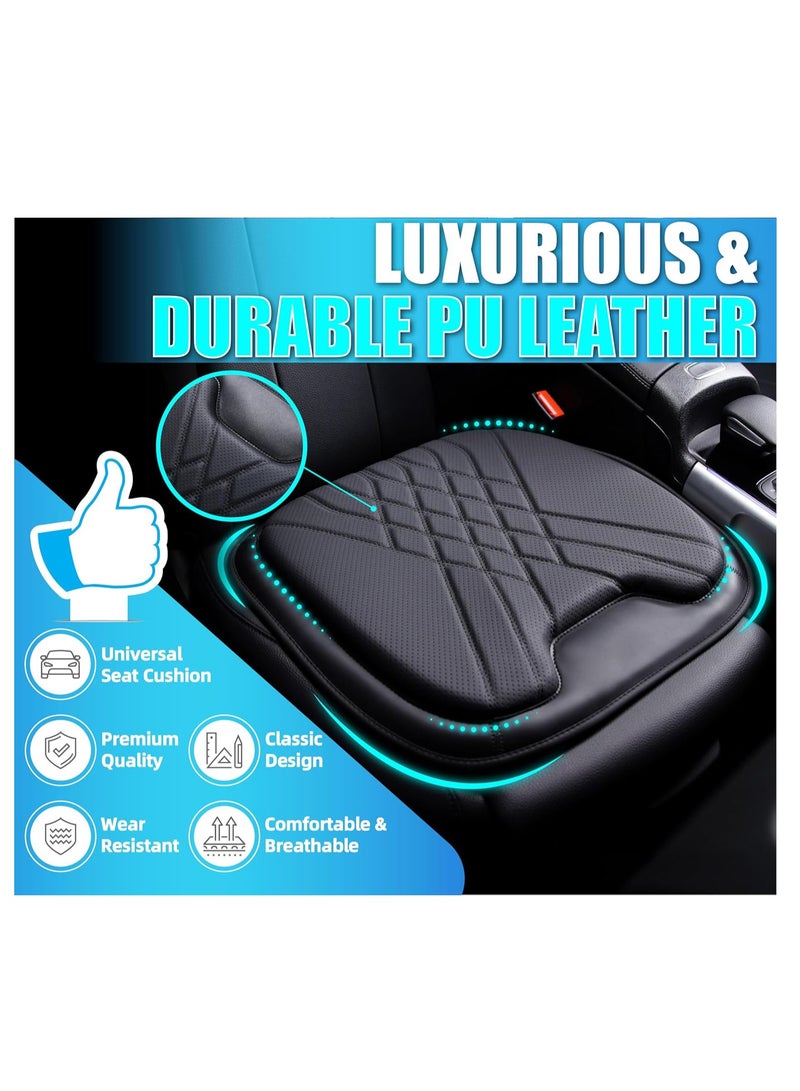 KASTWAVE وسادة مقعد السيارة، وسادات مقاعد السيارة الفاخرة للقيادة، وسادة مقعد السيارات، وسادات فوم الذاكرة الفاخرة على شكل مثلث للقيادة، وسادة مقعد تتوافق مع 95% من المركبات، المكتب، الجلد والأسود - Image 2