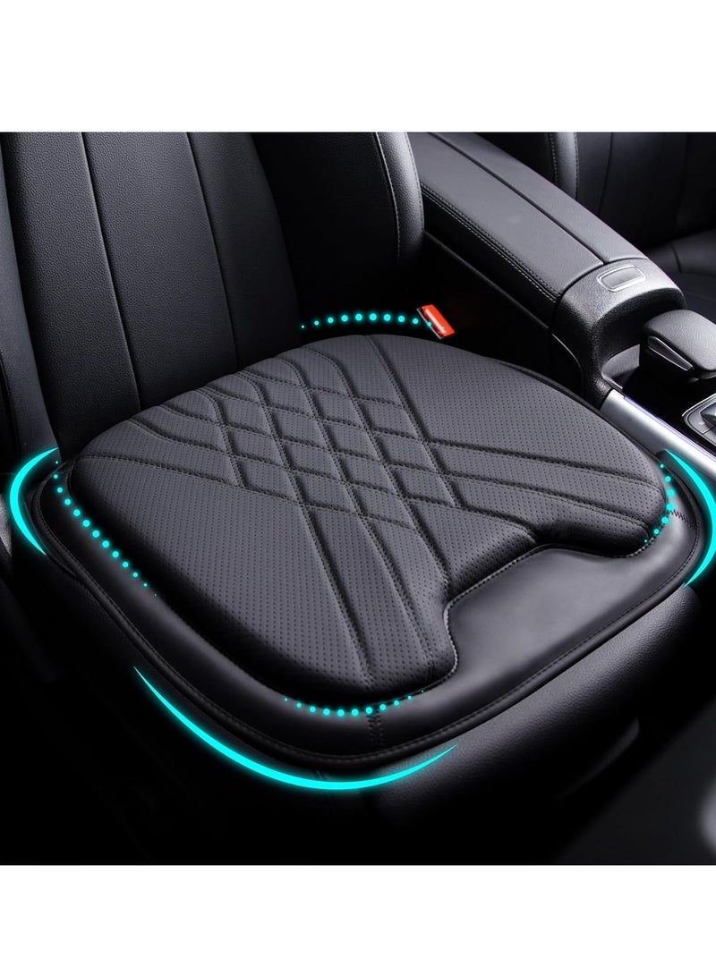 KASTWAVE وسادة مقعد السيارة، وسادات مقاعد السيارة الفاخرة للقيادة، وسادة مقعد السيارات، وسادات فوم الذاكرة الفاخرة على شكل مثلث للقيادة، وسادة مقعد تتوافق مع 95% من المركبات، المكتب، الجلد والأسود - Image 1