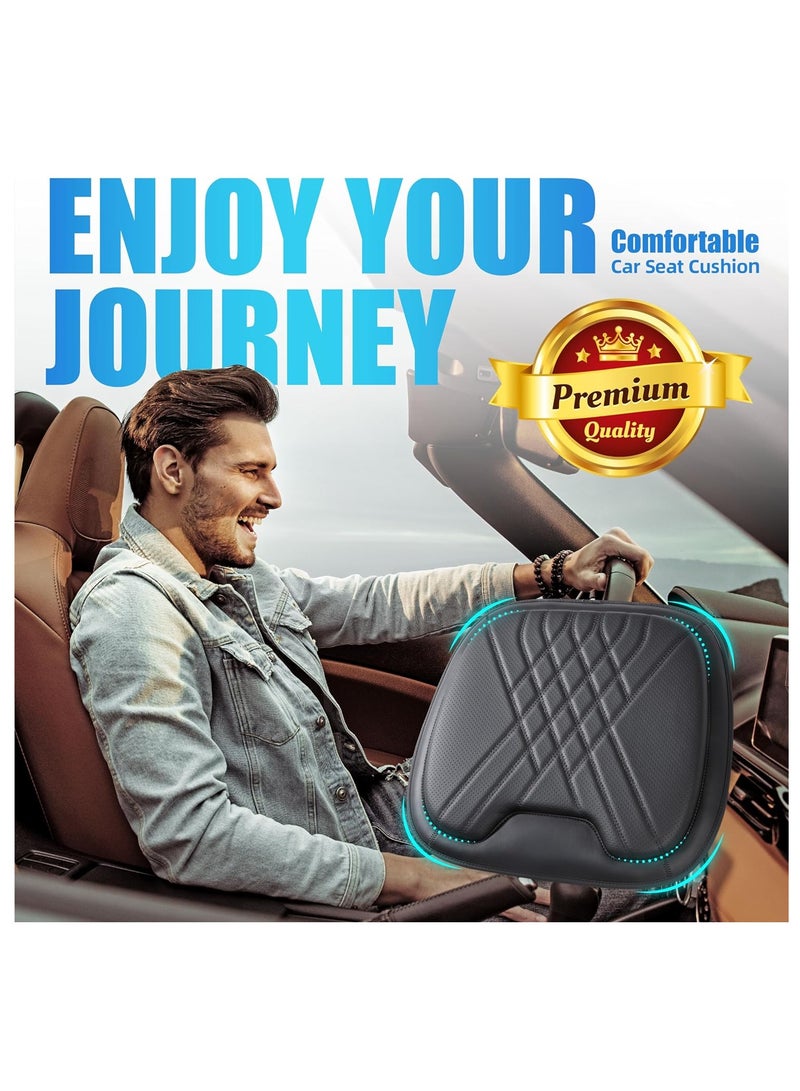 KASTWAVE وسادة مقعد السيارة، وسادات مقاعد السيارة الفاخرة للقيادة، وسادة مقعد السيارات، وسادات فوم الذاكرة الفاخرة على شكل مثلث للقيادة، وسادة مقعد تتوافق مع 95% من المركبات، المكتب، الجلد والأسود - Image 3