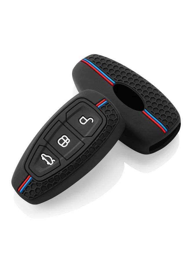 Keyless Entry Key Case Cover For Ford Transit Mondeo Fiesta Kuga ST Line Focus Station Wagon Ecosport With Lock Unlock Trunk Release Panic Alarm Heavy Duty Button Cover Black - Image 3