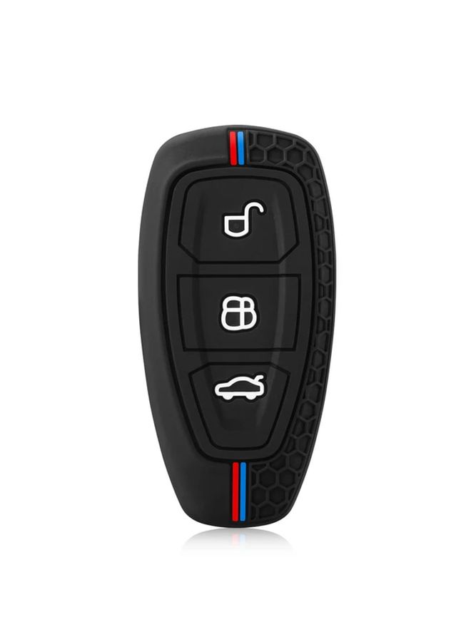 Keyless Entry Key Case Cover For Ford Transit Mondeo Fiesta Kuga ST Line Focus Station Wagon Ecosport With Lock Unlock Trunk Release Panic Alarm Heavy Duty Button Cover Black - Image 4
