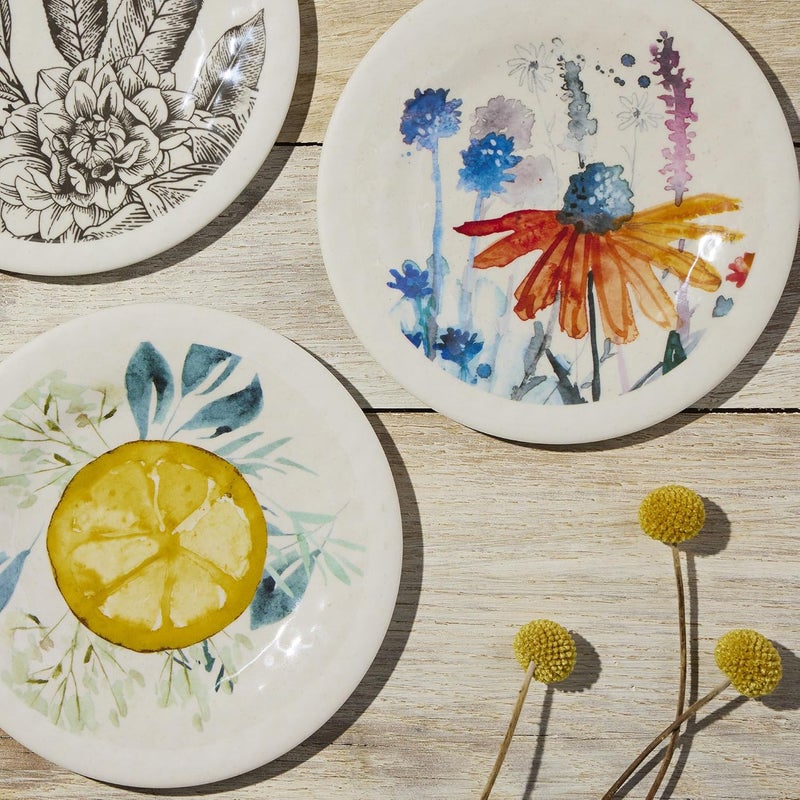DEMDACO Meadow Flowers Vibrant Trendy Multicolor 65 x 65 Melamine and Bamboo Appetizer Plates Set of 4 - Image 5