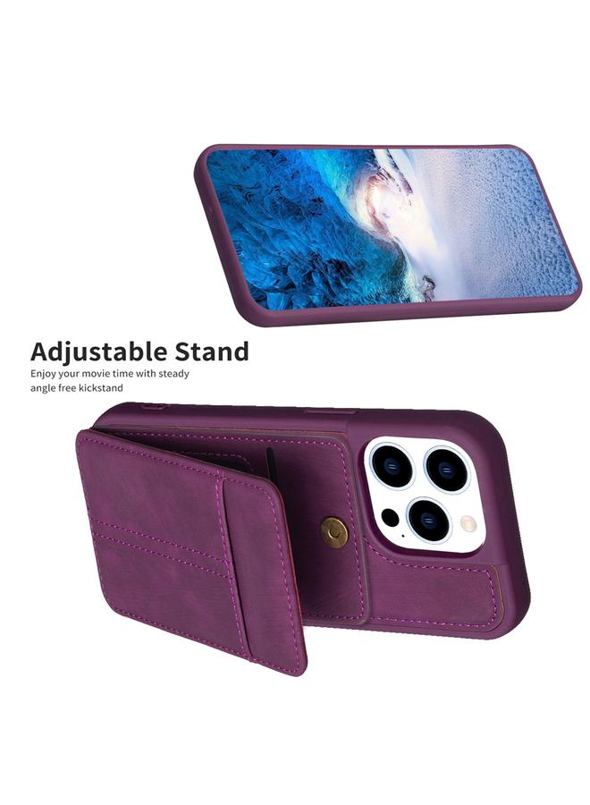 S-TOP Case For iPhone 15 Pro BF28 Frosted Card Bag Phone Case with Holder - Image 5