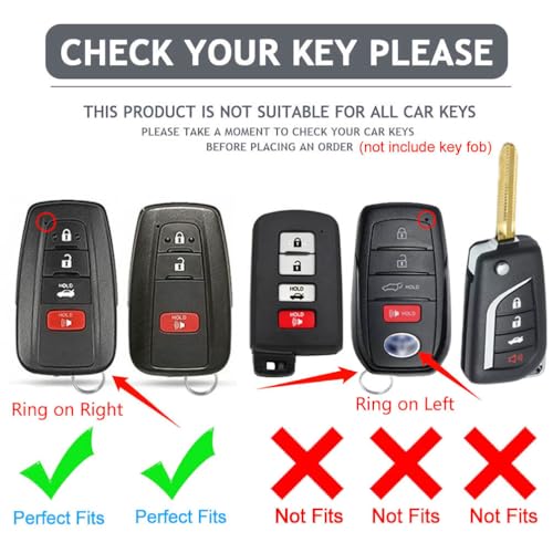 Cacacar for Toyota Camry RAV4 Key Fob Cover, for Highlander Avalon GT86 Key Fob Case Premium Soft TPU 360 Degree Protector Holder (Balck) - Image 2