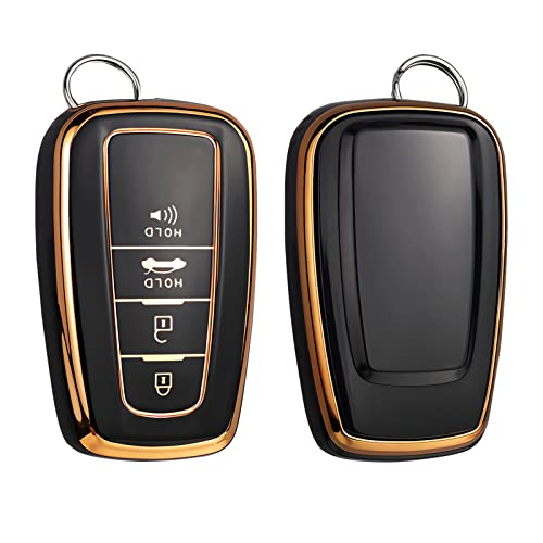 Cacacar for Toyota Camry RAV4 Key Fob Cover, for Highlander Avalon GT86 Key Fob Case Premium Soft TPU 360 Degree Protector Holder (Balck) - Image 1