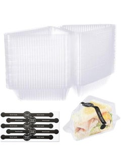 200 Count Clear Plastic Hinged Cake Slice Containers with Lids - Individual Disposable Triangle Boxes for Cheesecake, Tres Leches, Flan, Desserts - Perfect for Take Out or To-Go