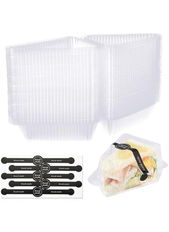 Arabest - 200 Count Clear Plastic Hinged Cake Slice Containers with Lids - Individual Disposable Triangle Boxes for Cheesecake, Tres Leches, Flan, Desserts - Perfect for Take Out or To-Go - Image 1