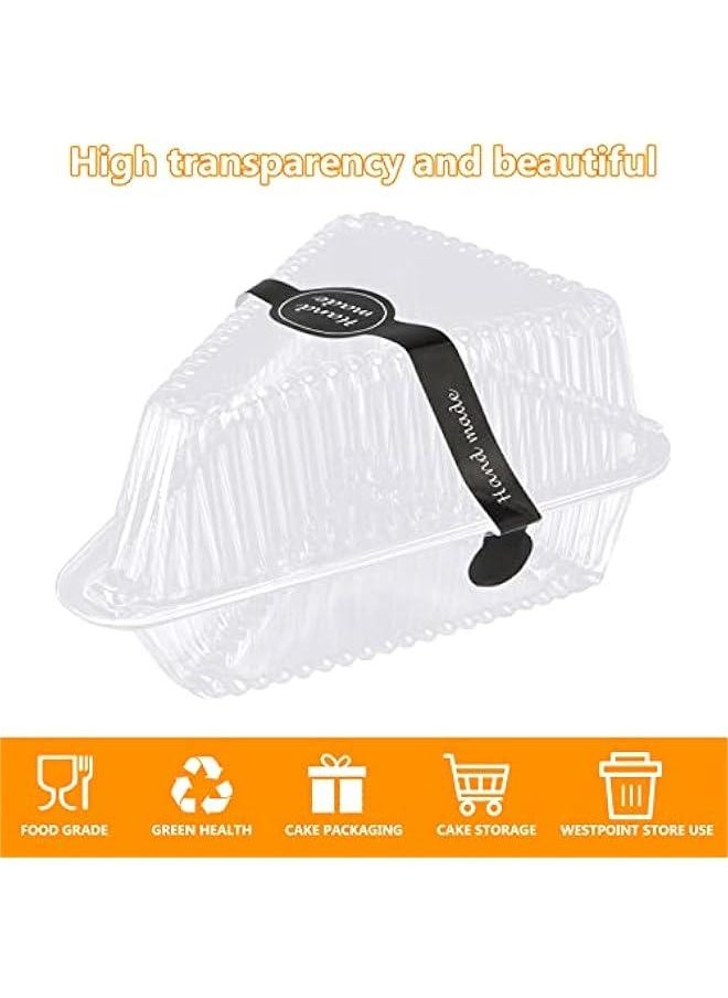 Arabest - 200 Count Clear Plastic Hinged Cake Slice Containers with Lids - Individual Disposable Triangle Boxes for Cheesecake, Tres Leches, Flan, Desserts - Perfect for Take Out or To-Go - Image 1