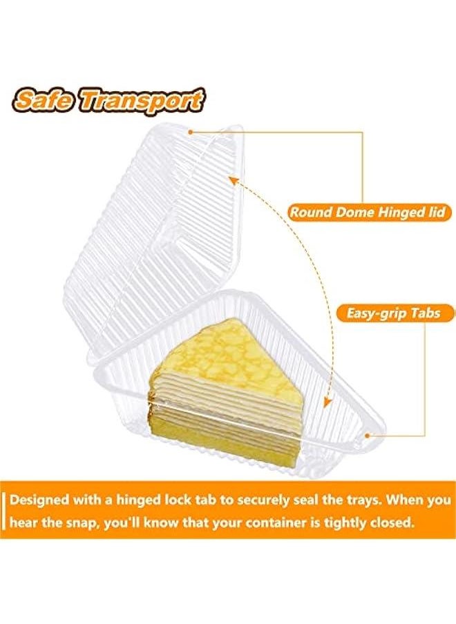 Arabest - 200 Count Clear Plastic Hinged Cake Slice Containers with Lids - Individual Disposable Triangle Boxes for Cheesecake, Tres Leches, Flan, Desserts - Perfect for Take Out or To-Go - Image 1