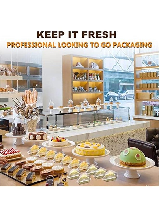 Arabest - 200 Count Clear Plastic Hinged Cake Slice Containers with Lids - Individual Disposable Triangle Boxes for Cheesecake, Tres Leches, Flan, Desserts - Perfect for Take Out or To-Go - Image 1