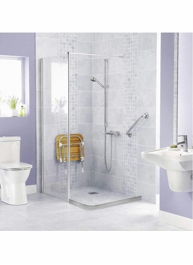 Generic Collapsible Threshold Water Dam, Self-Adhesive Shower Barrier Bathroom And Kitchen Stopper, Home Retention System, Waterproof Flow Block Seal Strip (Gray), 1.4M  - Image 4