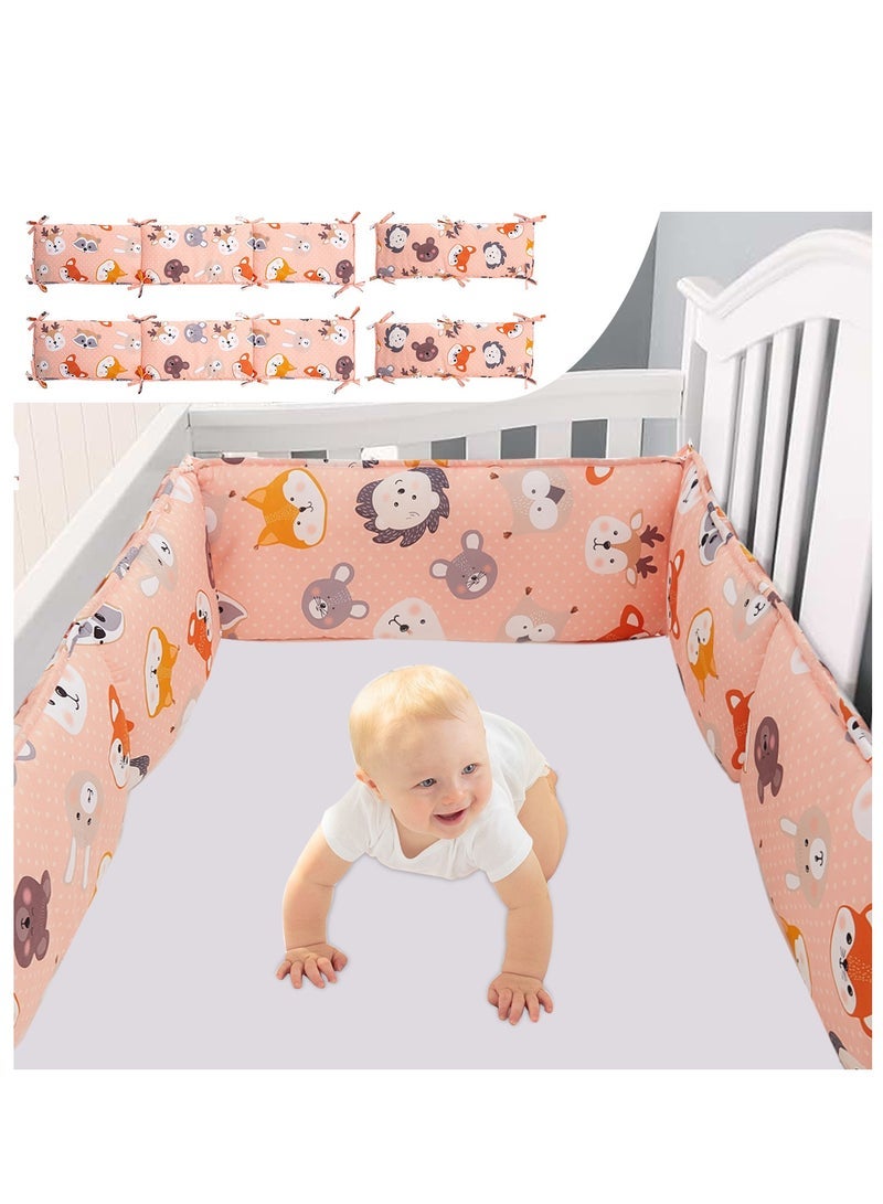 MIXDE Pieces Baby Crib Liner Protector, Breathable Crib Pads Thick Padding, Machine Washable Nursery Bed Essential Crib Bumper Protector Pads (Fox) - Image 1