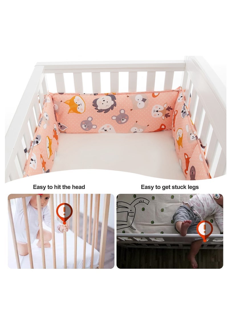 MIXDE Pieces Baby Crib Liner Protector, Breathable Crib Pads Thick Padding, Machine Washable Nursery Bed Essential Crib Bumper Protector Pads (Fox) - Image 2