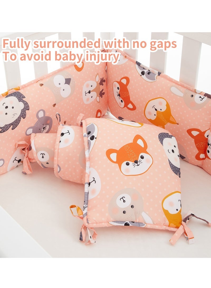 MIXDE Pieces Baby Crib Liner Protector, Breathable Crib Pads Thick Padding, Machine Washable Nursery Bed Essential Crib Bumper Protector Pads (Fox) - Image 3
