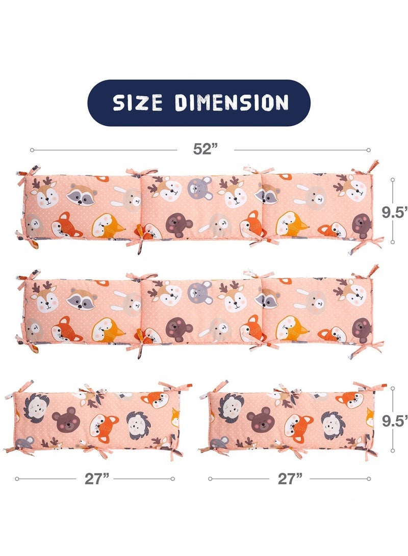 MIXDE Pieces Baby Crib Liner Protector, Breathable Crib Pads Thick Padding, Machine Washable Nursery Bed Essential Crib Bumper Protector Pads (Fox) - Image 4