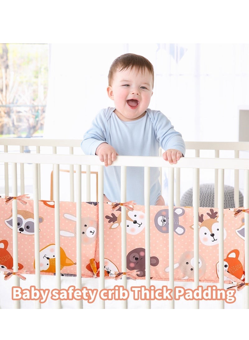 MIXDE Pieces Baby Crib Liner Protector, Breathable Crib Pads Thick Padding, Machine Washable Nursery Bed Essential Crib Bumper Protector Pads (Fox) - Image 5