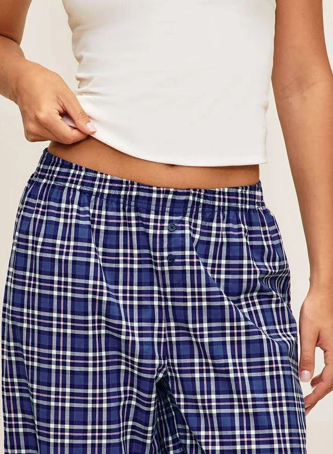Undiz Checked poplin trousers - marine