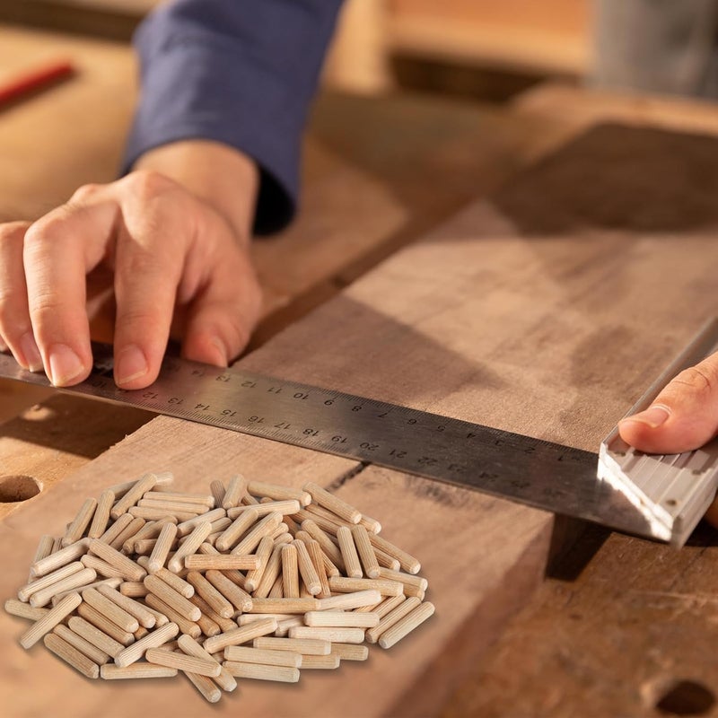 DIY Crafts DIY Craft Wooden Dowel Pins Assorted Kit M6M8M10 Fluted Wood Dowel Pins Made of Hardwood 5 Size 1451638 Inch Etc Sizes Dowel pins for Wood Work Cutting Carpenter DIY Works 100 Cream  - Image 3