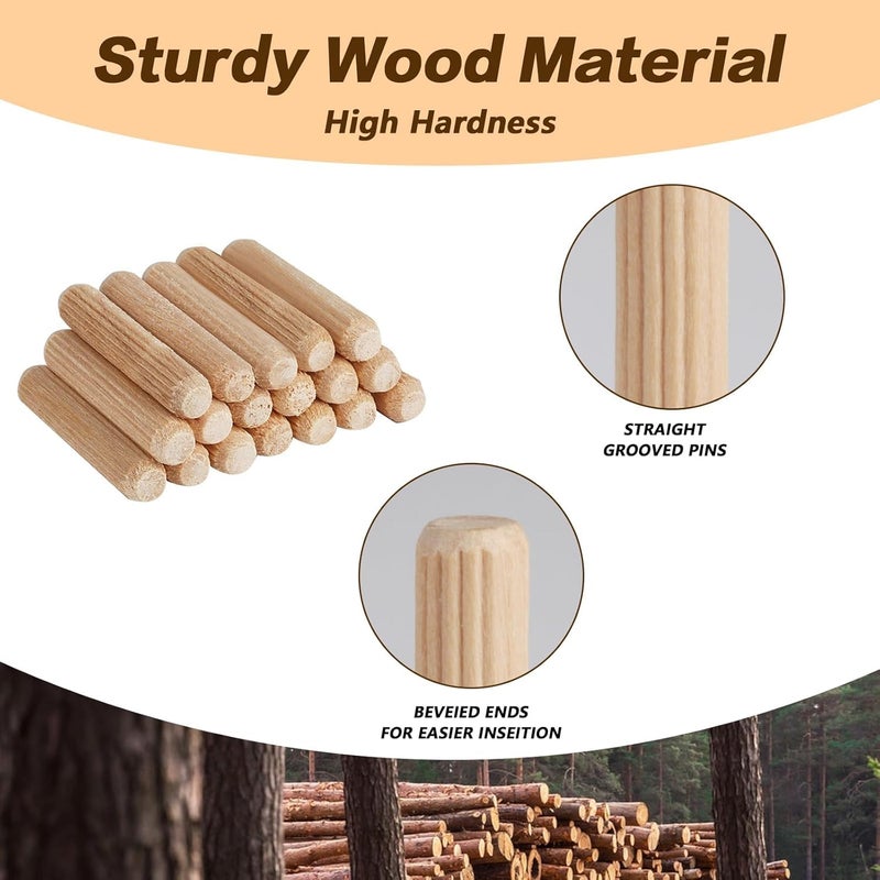 DIY Crafts DIY Craft Wooden Dowel Pins Assorted Kit M6M8M10 Fluted Wood Dowel Pins Made of Hardwood 5 Size 1451638 Inch Etc Sizes Dowel pins for Wood Work Cutting Carpenter DIY Works 100 Cream  - Image 5