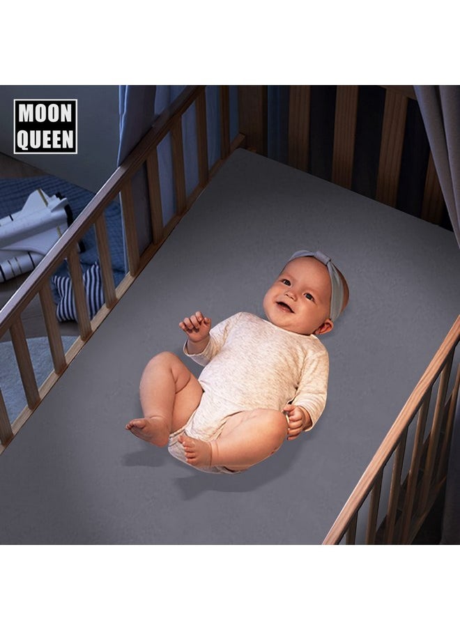 MOONQUEEN MOONQUEEN 2-Pack Baby Fitted Crib Sheets - Soft Breathable Microfiber Toddler Nursery Sheet Set for Boys and Girls, Fits Standard Size Crib Mattress 28 x 52 x 8in, Grey  - Image 4