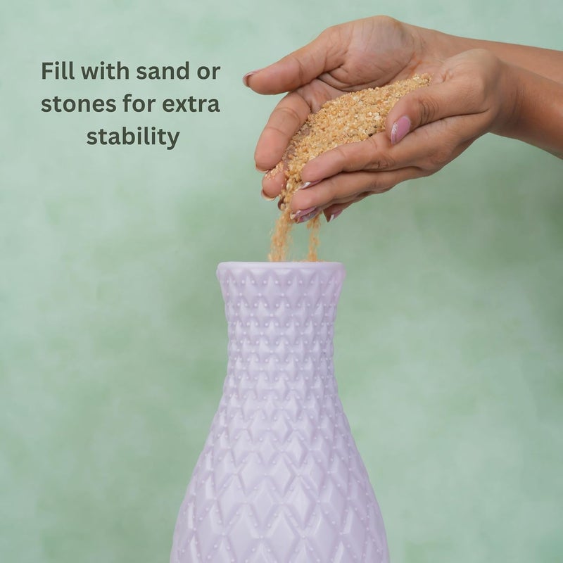 JRM Unbreakable Lightweight Modern Plastic Flower Vase for Home Dcor Gifting Bedroom Office Living Room Restaurant Weddings Christmas Pack of 1 Purple Flower Not Included - Image 3