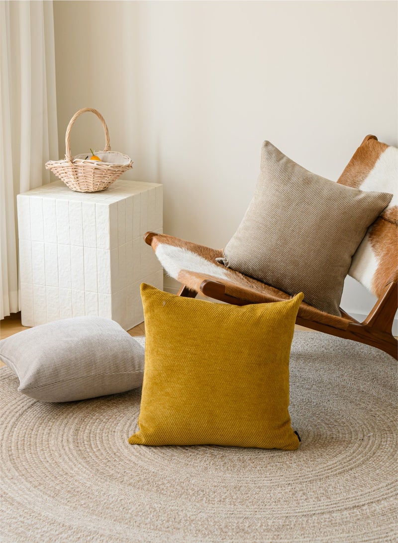 a moment a moment Pack of 2 Decorative Chenille Throw Pillow Covers with Twill Cushion Covers for Sofa Living Room Couch Bed 45x45 CM Yellow  - Image 5