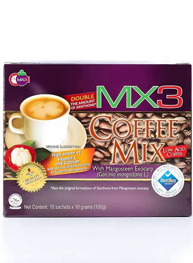 MX3 Coffee Mix with Mangosteen Exocarp – 10 Sachets x 10g (100g Box)