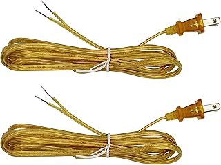 Creative Hobbies Transparent Gold Lamp Cord, 8 Foot Long, Replacement Lamp Cord Lamp Repair Part, 18/2 SPT-1 Wire, UL - Image 1