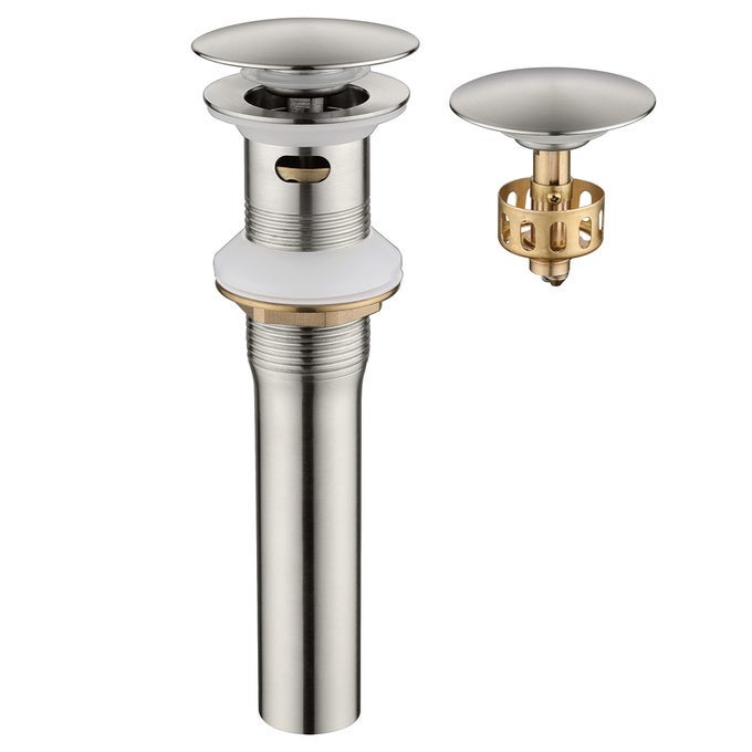 POP UP SINK DRAIN STOPPER WITH OVERFLOW BRUSHED NICKEL FOR BATHROOM VESSEL VANITY SINK ART BASINBIG CAP SINK DRAIN WITH OVERFLOW METAL POPUP DRAIN STRAINER WITH DETACHABLE BASKET STOPPER