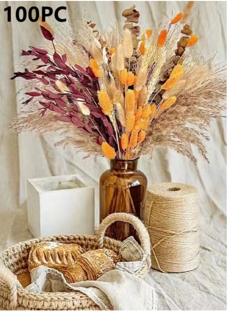 Kutis 100-Piece Natural Pampas Grass Decor,43cm Dried Flowers for Decoration,Artificial Flower Bouquet for Home Boho Table Decor Accessories  - Image 1