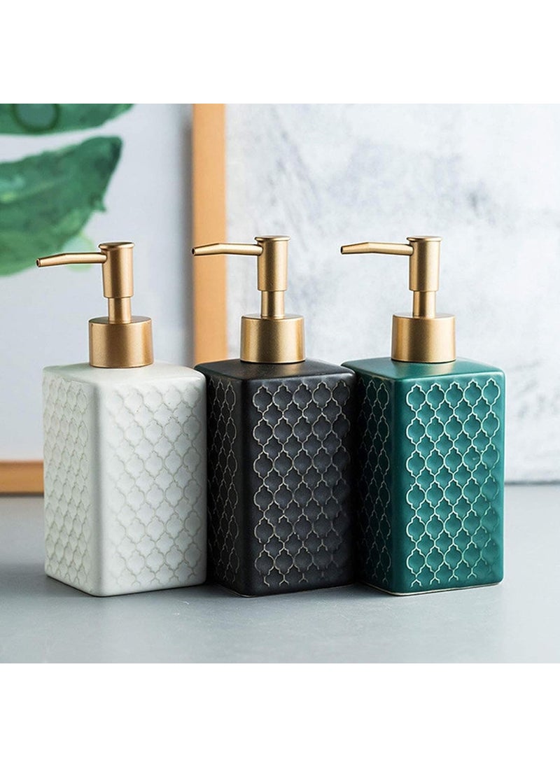 FabSeasons - FabSeasons Ceramic Soap Dispenser with Rose Gold top for Kitchen/Bathroom, Ideal Bathroom Accessory, Practical & Decorative Tabletop Soap Dispenser, 360ML (Black) - Image 1