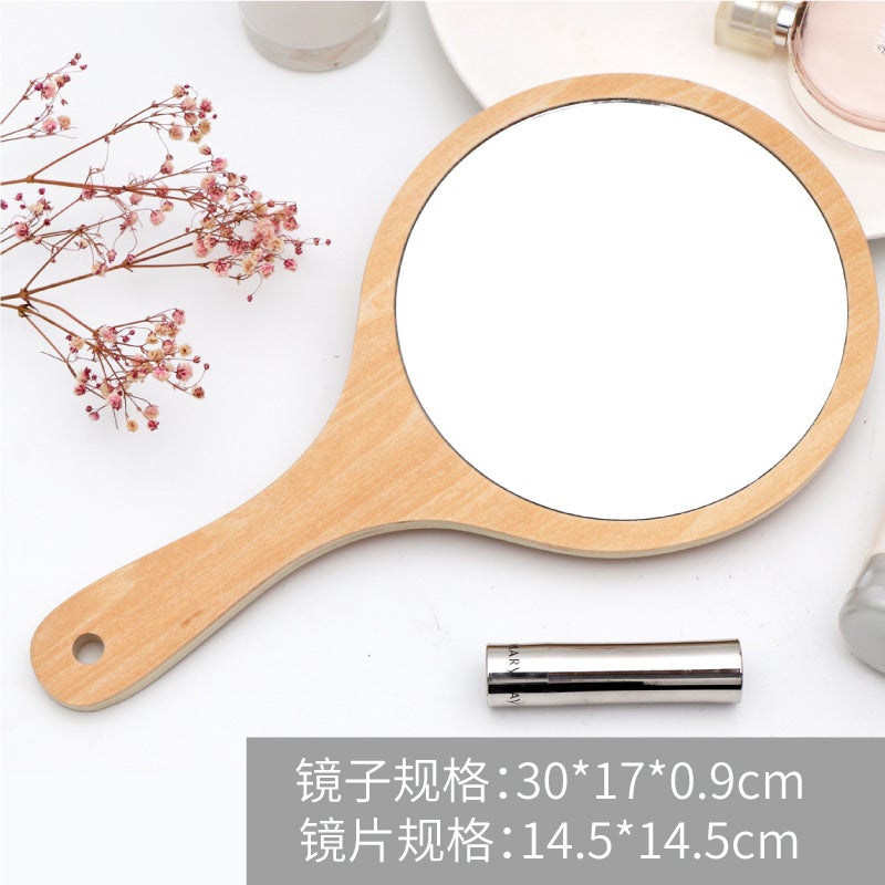 Tattoo Embroidery Beauty Salon Special Makeup Handle Mirror Handmade Large Retro Wooden Convenient Handheld Dressing Mirror - Image 4