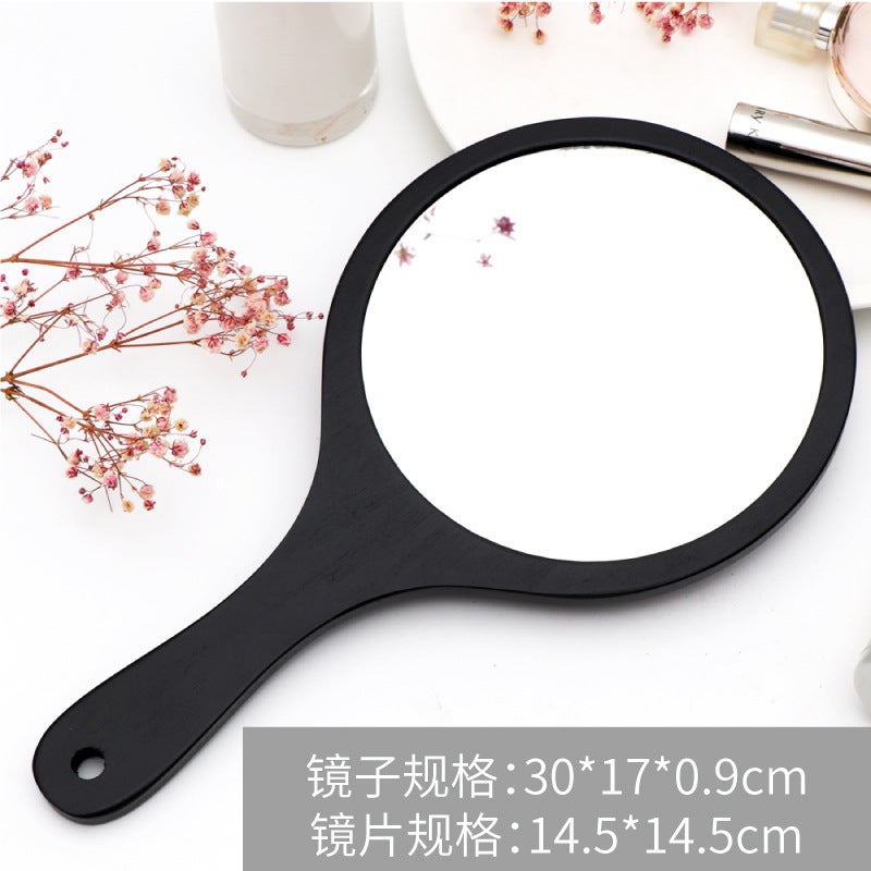 Tattoo Embroidery Beauty Salon Special Makeup Handle Mirror Handmade Large Retro Wooden Convenient Handheld Dressing Mirror - Image 1