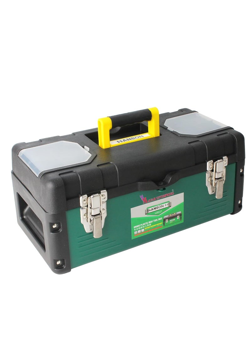 Malfah Enterprises Malfah Metal Tool Box Plastic Cover Removable Tool Tray for Storage of Tools 17 Strong Metal Latches Ideal organiser measured diagonally like tv screen 120117  - Image 1