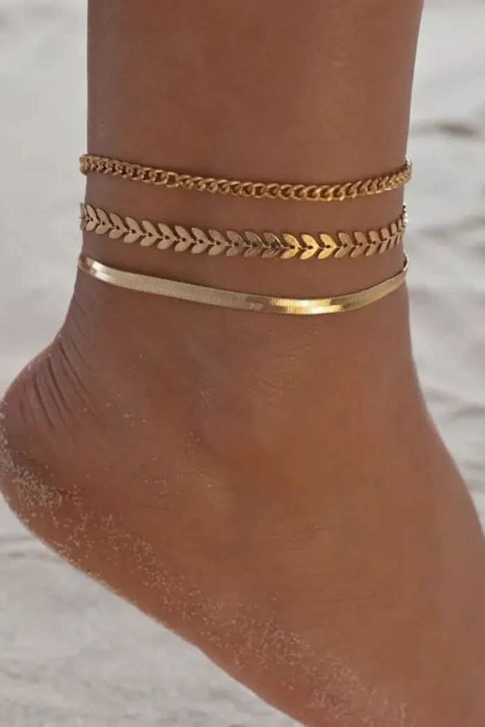 Luxuria Elegant 18K Gold Plated Stainless Steel Thin Wheat Leaf Anklet for Women Girls Hypoallergenic Gifts - Image 3