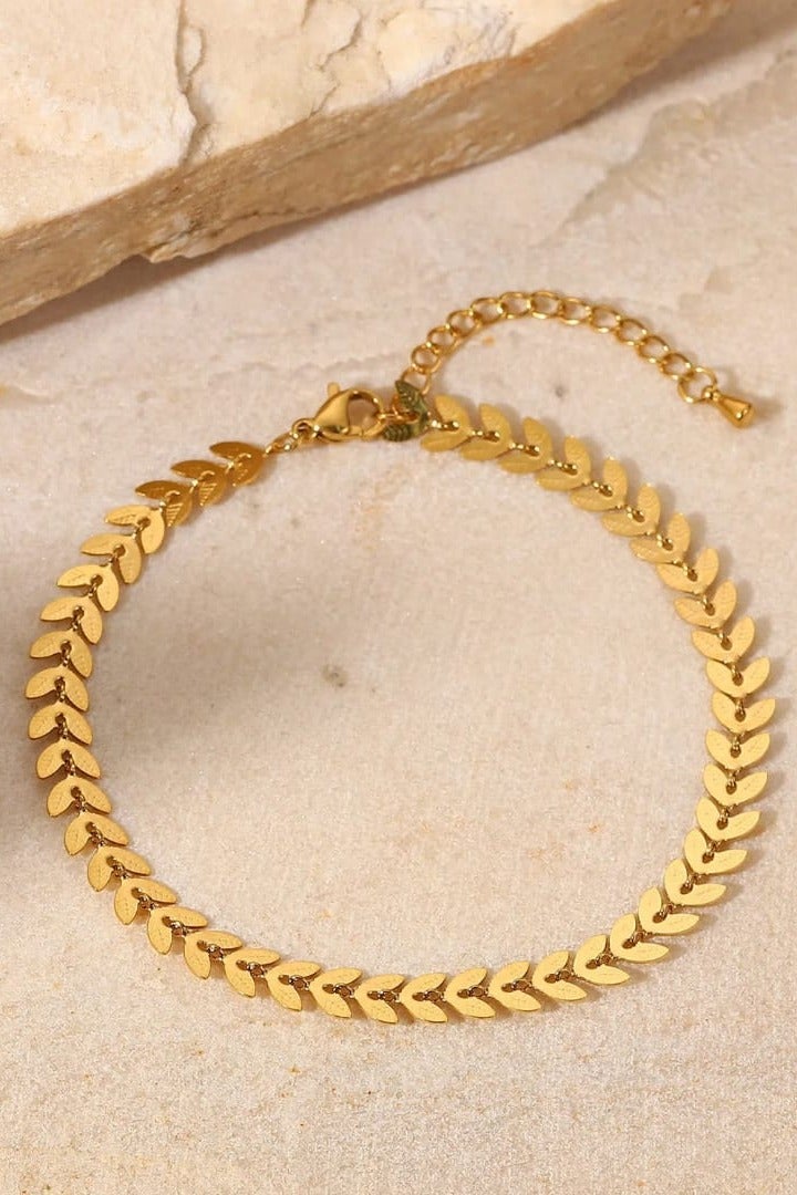 Luxuria Elegant 18K Gold Plated Stainless Steel Thin Wheat Leaf Anklet for Women Girls Hypoallergenic Gifts - Image 4
