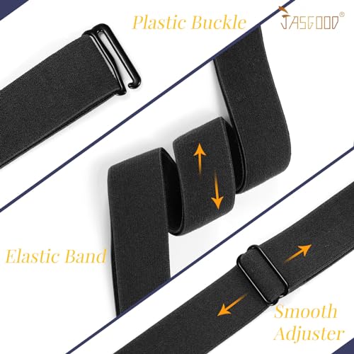 JASGOOD 2 PCS Crop Top Tuck Waist Band Adjustable Band Tucking Sweaters Shirts Elastic Stretch Belts for Women Men Change Style of Your Tops (Black+Black) - Image 3