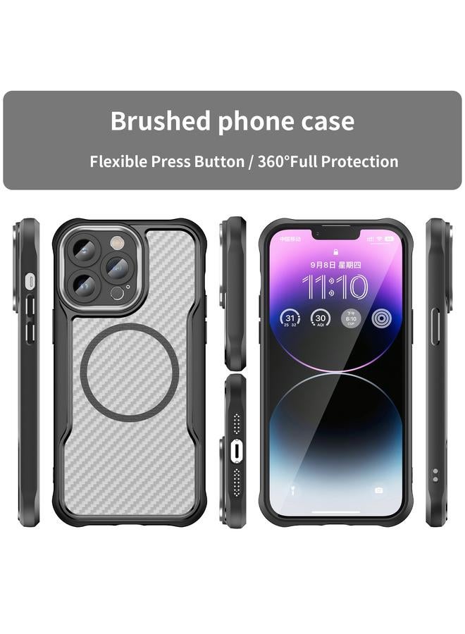 S-TOP Case For iPhone 15 Carbon Fiber Texture MagSafe Translucent Phone Case - Image 2