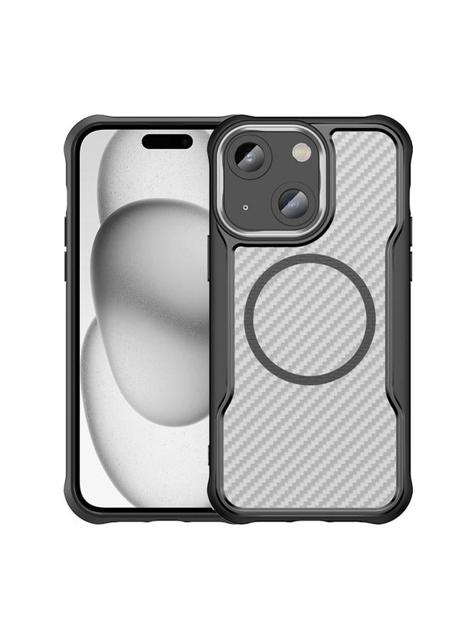 S-TOP Case For iPhone 15 Carbon Fiber Texture MagSafe Translucent Phone Case - Image 1