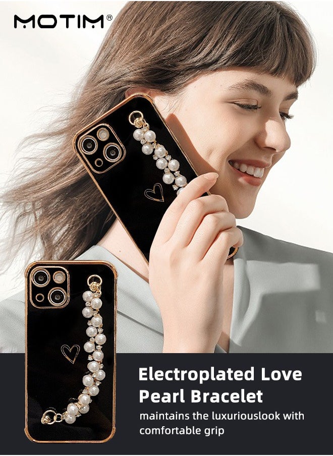 Motim Iphone 14/14 Plus Case with Pearl Strap Wristband, Luxury Design Phone Case, Full-Body Protection, Shockproof Anti-Scratch Phone Case for Girls Women  - Image 2
