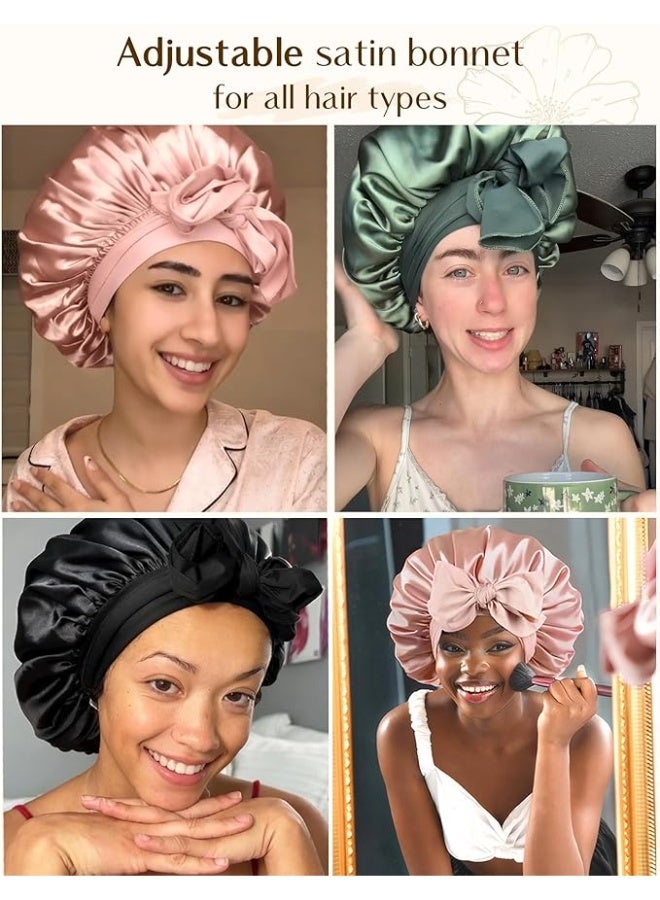 ATRJSZ Adjustable Satin Bonnet for Sleeping Women Double Layer Hair Wrap Reduce Friction Prevent Frizz Natural Curly Hair - Image 4