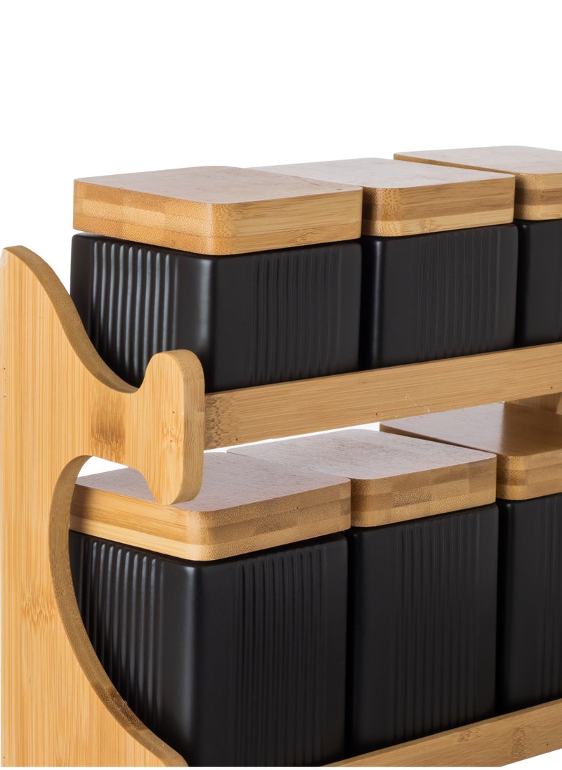 Dania Set of 6 kitchen storage boxes made of porcelain and bamboo wood  - Image 2