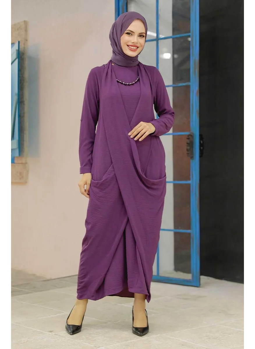 Neva Style - Plum Hijab Dress 34281MU