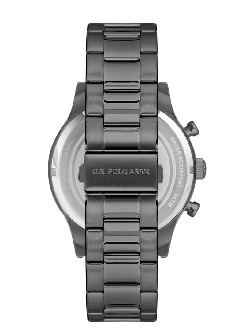 U.S. Polo Assn. USPA Men's 45mm Chronograph Watch with Blue Dial & Black Stainless Steel Band