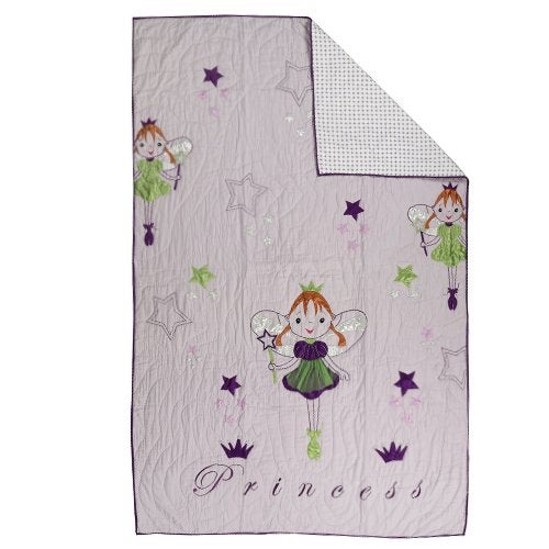 Fly Frog Super Soft Queen Size Princess Printed Cotton Quilt for Toddlers (White) - Image 1