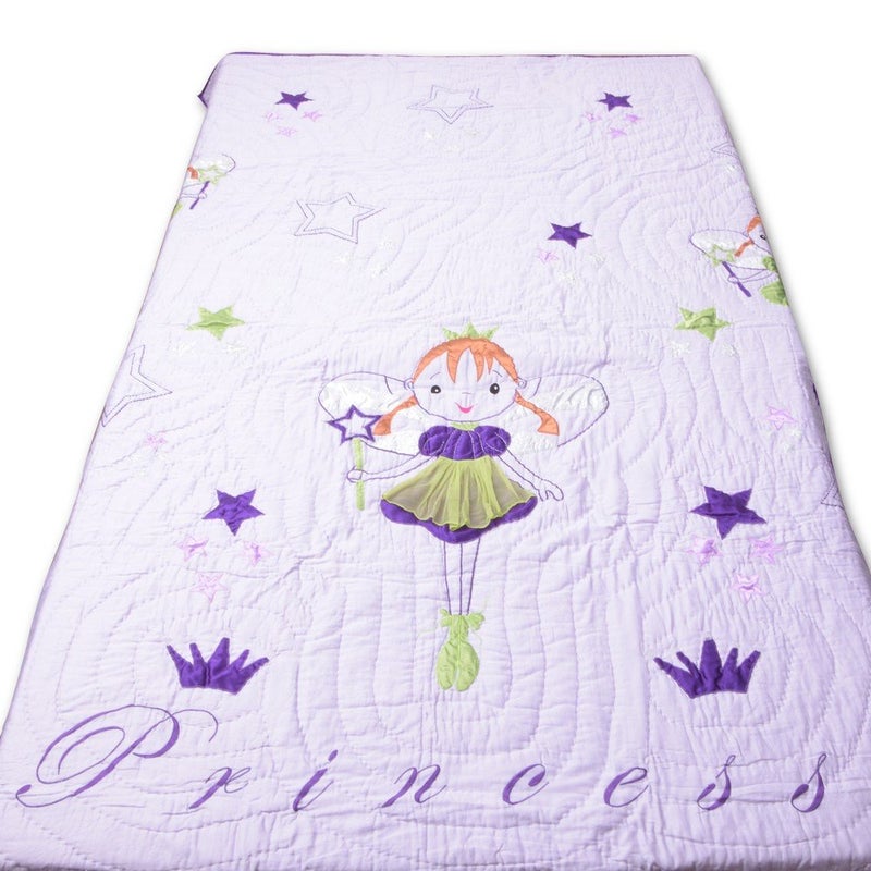 Fly Frog Super Soft Queen Size Princess Printed Cotton Quilt for Toddlers (White) - Image 2