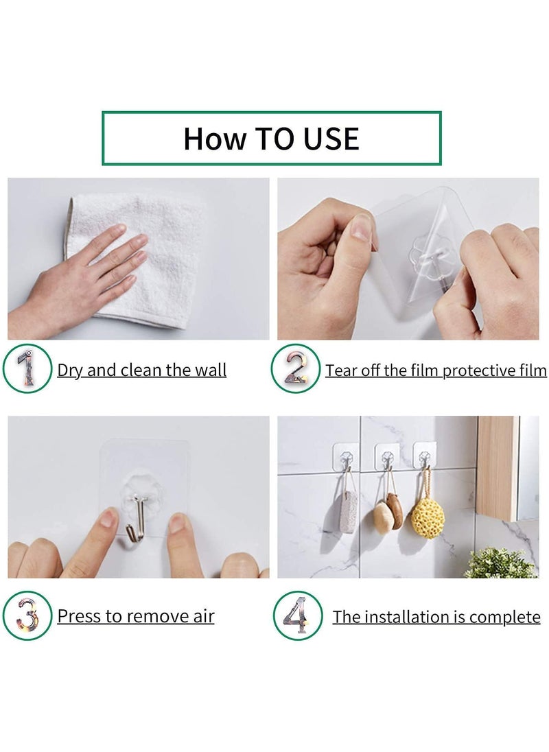 TRIVESH TRIVESH stainless steel and PC Waterproof Self Adhesive Heavy Duty Sticky Wall Hooks for Hanging 10KG Max Transparent 12 Pieces  - Image 5
