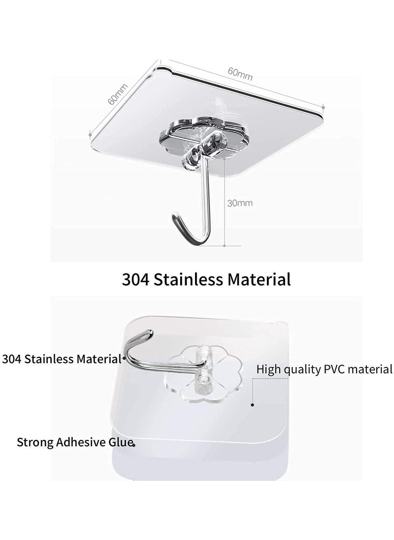 TRIVESH TRIVESH stainless steel and PC Waterproof Self Adhesive Heavy Duty Sticky Wall Hooks for Hanging 10KG Max Transparent 12 Pieces  - Image 4