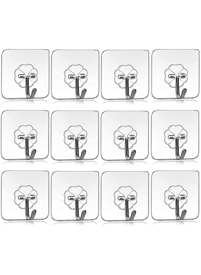TRIVESH TRIVESH stainless steel and PC Waterproof Self Adhesive Heavy Duty Sticky Wall Hooks for Hanging 10KG Max Transparent 12 Pieces  - Image 1
