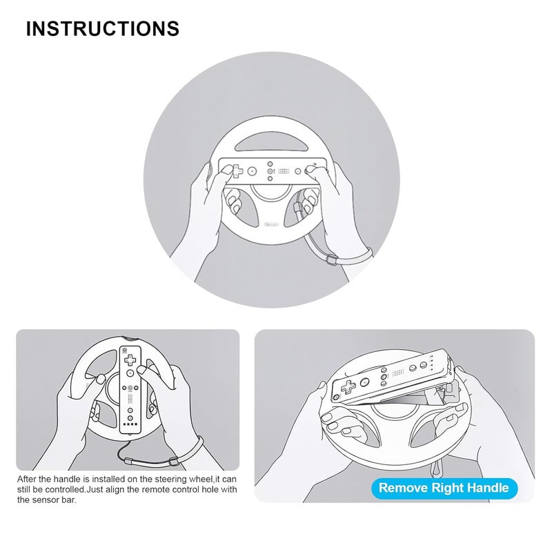 Arrocent مجموعة عجلة القيادة وبندقية الزابير متوافقة مع جهاز Wii و Wii U (عبوة من 2، باللون الأسود) - Image 4